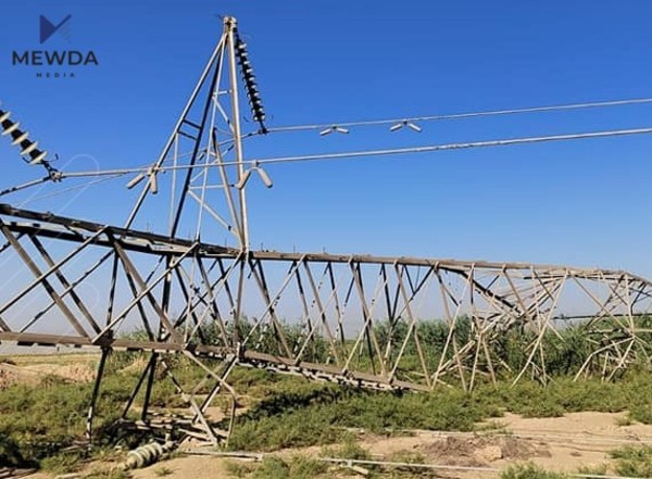 هێڵێکی گواستنەوەی کارەبا تەقێندرایەوە