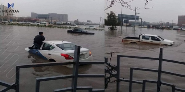 باران بارینی ئەمڕۆ زیانی بە هەولێر گەیاند